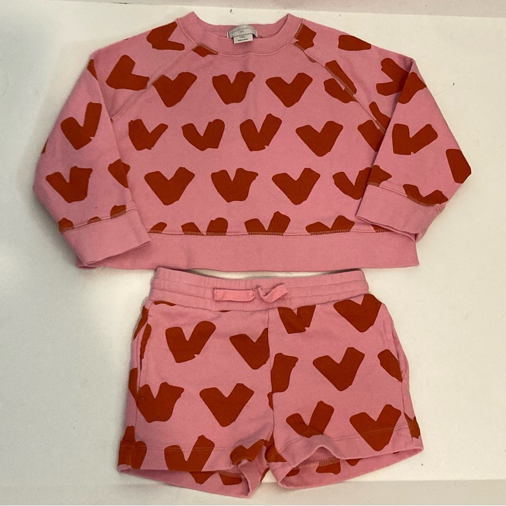 Stella McCartney Kid Pink Heart Top And Shorts 2 piece Set 5